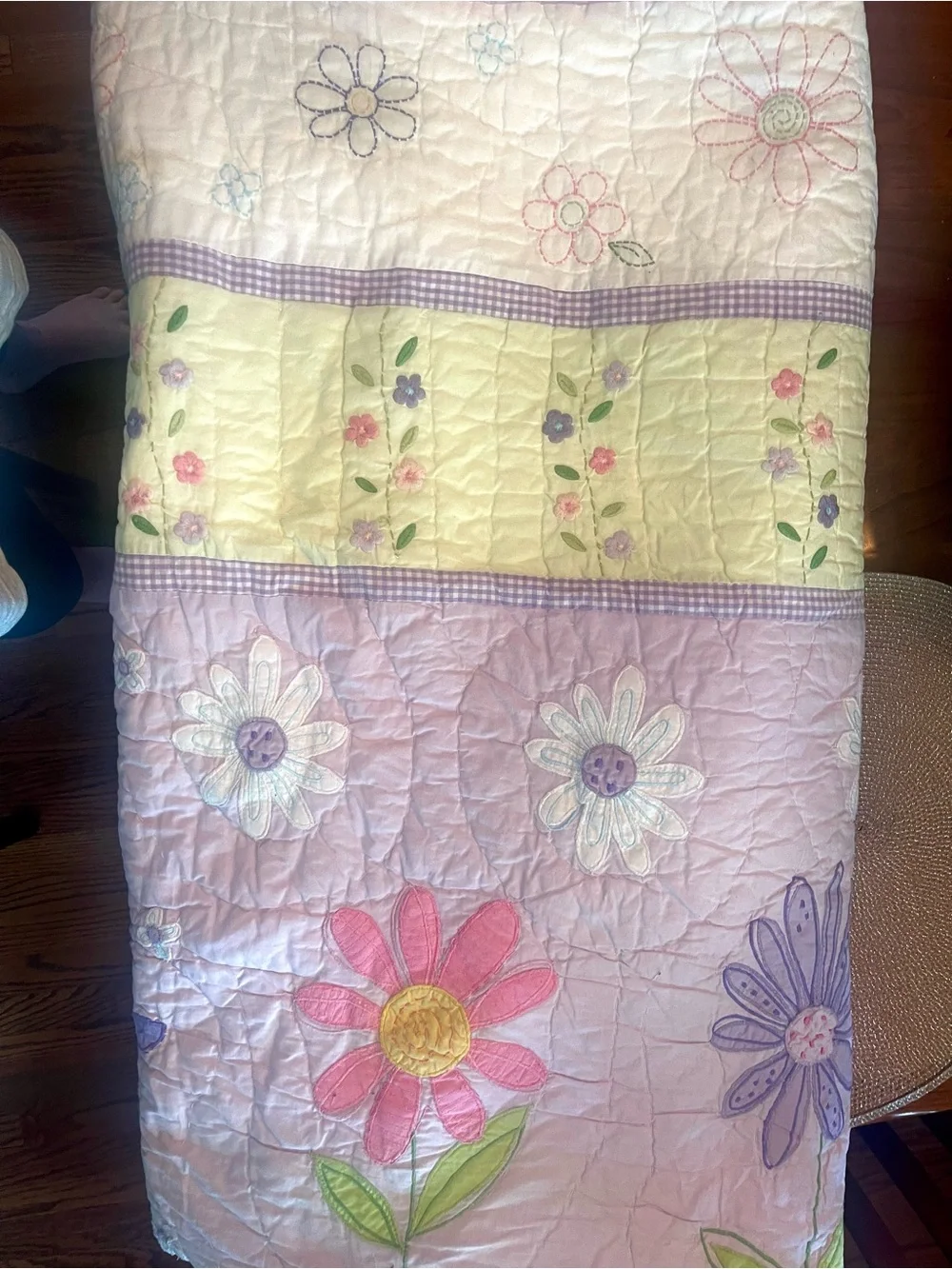 Pottery Barn Kids Lavender Quilted Floral Comforter with shams - Pastel Flowers